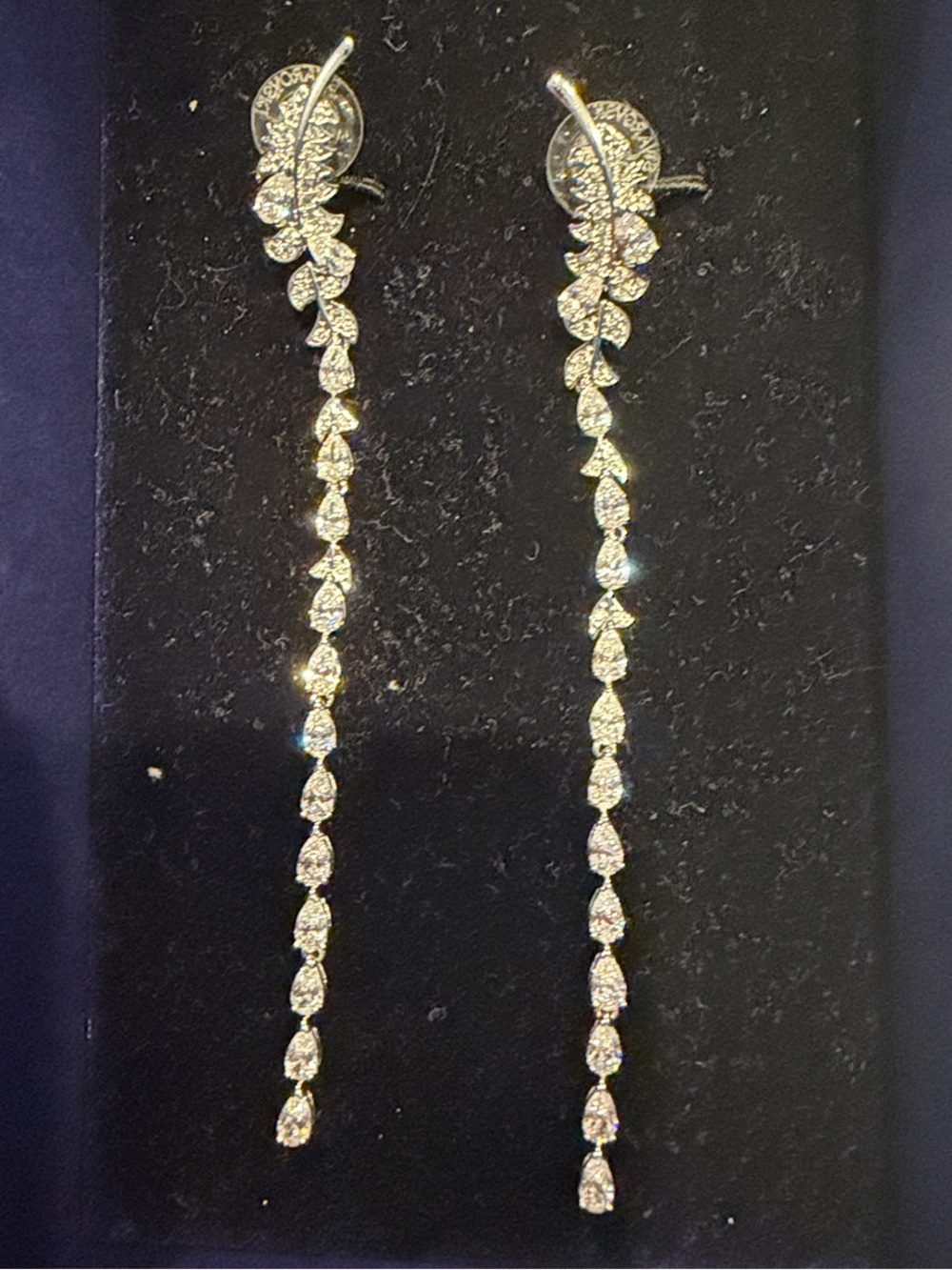 Swarovski Silver-Tone Clear Crystal Linear Drop Earrings - Picture 2 of 4